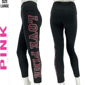 Victoria's Secret Pink High Waist Full Length Legging Dark Gray Red Plaid Logo